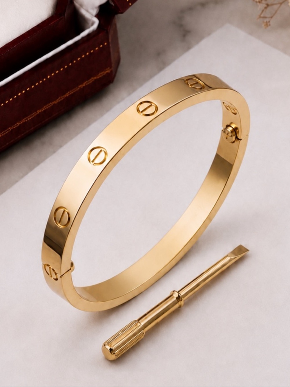 Gold Screwdriver Bangle Bracelet Love